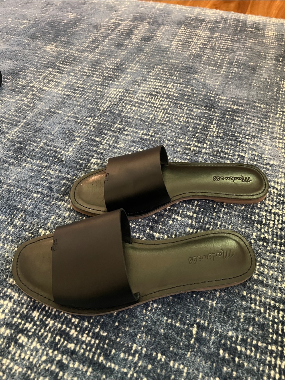Madewell Black Boardwalk Post Leather Slide Sandals - Picture 4 of 4